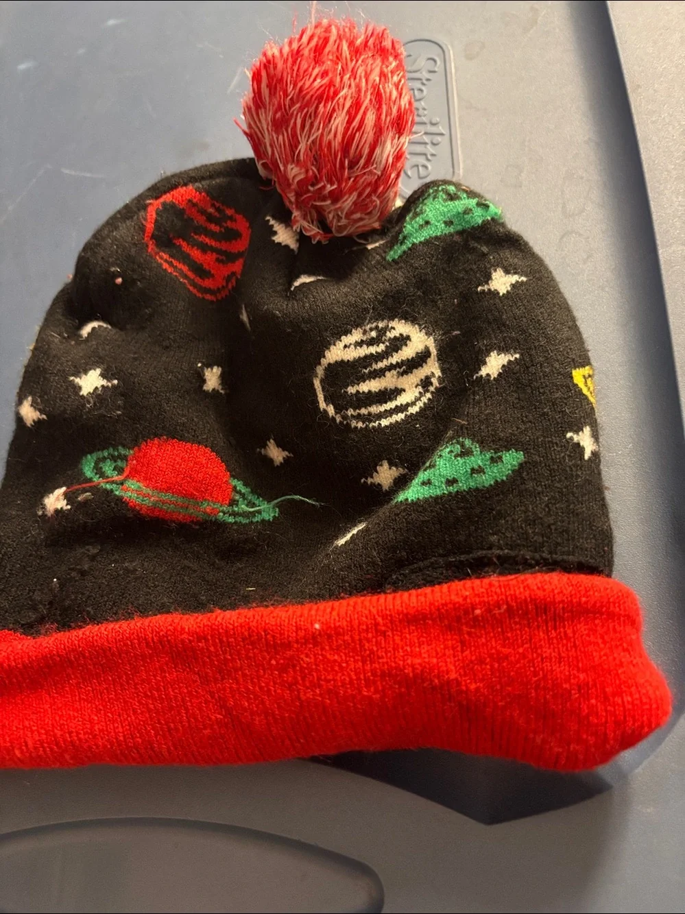 Kids Black & Red Santa Unicorn Pom-Pom Beanie
